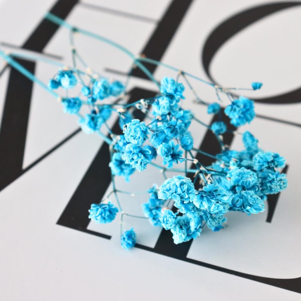 Stabilizovaná Gypsophila box pro aranžování – nebesky modrá